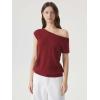 image:imageSUUKSESS Women Silk Cashmere Blend Off The Shoulder Tops Summer Lightweight Knit Trendy Sweaters Loose Fit Shirts07 Wine