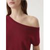 image:imageSUUKSESS Women Silk Cashmere Blend Off The Shoulder Tops Summer Lightweight Knit Trendy Sweaters Loose Fit Shirts07 Wine