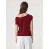 image:imageSUUKSESS Women Silk Cashmere Blend Off The Shoulder Tops Summer Lightweight Knit Trendy Sweaters Loose Fit Shirts07 Wine