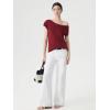 image:imageSUUKSESS Women Silk Cashmere Blend Off The Shoulder Tops Summer Lightweight Knit Trendy Sweaters Loose Fit Shirts07 Wine