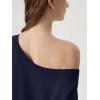 image:imageSUUKSESS Women Silk Cashmere Blend Off The Shoulder Tops Summer Lightweight Knit Trendy Sweaters Loose Fit Shirts08 Navy Blue
