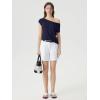 image:imageSUUKSESS Women Silk Cashmere Blend Off The Shoulder Tops Summer Lightweight Knit Trendy Sweaters Loose Fit Shirts08 Navy Blue
