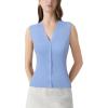 image:imageSUUKSESS Women Button Down Vest Tops Summer V Neck Sleeveless Tank Tops Business Casual Sweater VestLight Blue
