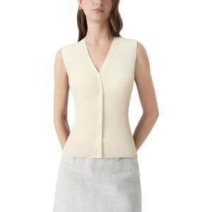 image:imageSUUKSESS Women Button Down Vest Tops Summer V Neck Sleeveless Tank Tops Business Casual Sweater VestOffwhite