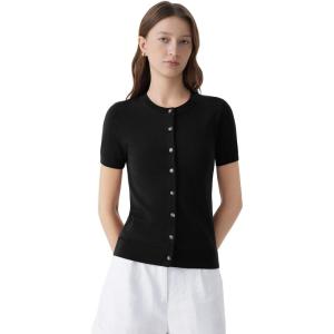 image:imageSUUKSESS Women Silk Cashmere Blend Cardigan Sweaters Summer Button Up Knit OutfitsBlack