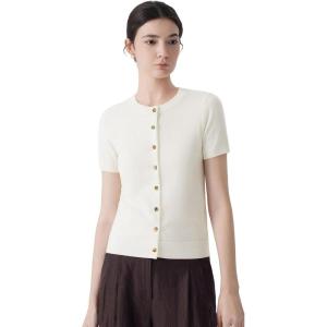 image:imageSUUKSESS Women Silk Cashmere Blend Cardigan Sweaters Summer Button Up Knit OutfitsWhite