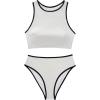 image:imageSUUKSESS Women High Waisted Bikini Sets High Neck Sporty Two Piece Swimsuits170 Beige Black