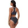 image:imageSUUKSESS Women High Waisted Bikini Sets High Neck Sporty Two Piece Swimsuits170 Black White Polka Dots