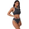 image:imageSUUKSESS Women High Waisted Bikini Sets High Neck Sporty Two Piece Swimsuits170 Black White Polka Dots