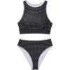 image:imageSUUKSESS Women High Waisted Bikini Sets High Neck Sporty Two Piece Swimsuits170 Black White Polka Dots