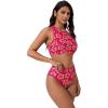 image:imageSUUKSESS Women High Waisted Bikini Sets High Neck Sporty Two Piece Swimsuits170 Pink Yellow Floral