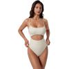 image:imageSUUKSESS Women Sexy Cut Out One Piece Swimsuit Tummy Control High Cut Bathing Suit182 Beige White