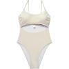 image:imageSUUKSESS Women Sexy Cut Out One Piece Swimsuit Tummy Control High Cut Bathing Suit182 Beige White