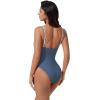 image:imageSUUKSESS Women Sexy Cut Out One Piece Swimsuit Tummy Control High Cut Bathing Suit182 Black Striped Blue