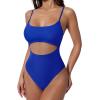 image:imageSUUKSESS Women Sexy Cut Out One Piece Swimsuit Tummy Control High Cut Bathing Suit182 Royal Blue