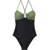 image:imageSUUKSESS Women Tummy Control One Piece Swimsuit Slimming Cut Out Bathing Suit163 Army Green Black