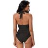image:imageSUUKSESS Women Sexy Halter Tummy Control Tankini High Waisted Backless Swim SuitGold Black