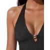 image:imageSUUKSESS Women Sexy Halter Tummy Control Tankini High Waisted Backless Swim SuitGold Black
