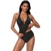 image:imageSUUKSESS Women Sexy Halter Tummy Control Tankini High Waisted Backless Swim SuitGold Black