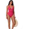 image:imageSUUKSESS Women Sexy Halter Tummy Control Tankini High Waisted Backless Swim SuitGold Hot Pink