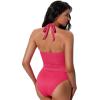 image:imageSUUKSESS Women Sexy Halter Tummy Control Tankini High Waisted Backless Swim SuitGold Hot Pink