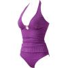 image:imageSUUKSESS Women Sexy Halter Tummy Control Tankini High Waisted Backless Swim SuitSliver Purple