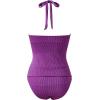 image:imageSUUKSESS Women Sexy Halter Tummy Control Tankini High Waisted Backless Swim SuitSliver Purple