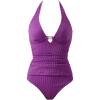 image:imageSUUKSESS Women Sexy Halter Tummy Control Tankini High Waisted Backless Swim SuitSliver Purple