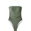 image:imageSUUKSESS Women One Piece Tummy Control Swimsuit Strapless Bandeau Bathing SuitArmy Green