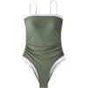 image:imageSUUKSESS Women One Piece Tummy Control Swimsuit Strapless Bandeau Bathing SuitArmy Green