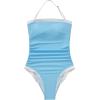 image:imageSUUKSESS Women One Piece Tummy Control Swimsuit Strapless Bandeau Bathing SuitBaby Blue