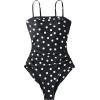 image:imageSUUKSESS Women One Piece Tummy Control Swimsuit Strapless Bandeau Bathing SuitBlack White Polka Dots