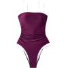 image:imageSUUKSESS Women One Piece Tummy Control Swimsuit Strapless Bandeau Bathing SuitDeep Purple