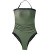 image:imageSUUKSESS Women One Piece Tummy Control Swimsuit Strapless Bandeau Bathing SuitGreen Black