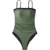 image:imageSUUKSESS Women One Piece Tummy Control Swimsuit Strapless Bandeau Bathing SuitGreen Black