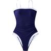 image:imageSUUKSESS Women One Piece Tummy Control Swimsuit Strapless Bandeau Bathing SuitIndigo Blue