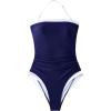 image:imageSUUKSESS Women One Piece Tummy Control Swimsuit Strapless Bandeau Bathing SuitIndigo Blue