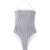 image:imageSUUKSESS Women One Piece Tummy Control Swimsuit Strapless Bandeau Bathing SuitWhite Black Striped