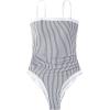 image:imageSUUKSESS Women One Piece Tummy Control Swimsuit Strapless Bandeau Bathing SuitWhite Black Striped