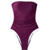 image:imageSUUKSESS Women One Piece Tummy Control Swimsuit Strapless Bandeau Bathing SuitDeep Purple