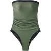 image:imageSUUKSESS Women One Piece Tummy Control Swimsuit Strapless Bandeau Bathing SuitGreen Black