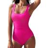 image:imageSUUKSESS Women Sexy One Piece Tummy Control Swimsuit Shell Stitched Bathing SuitPink