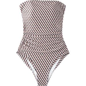 image:imageSUUKSESS Women One Piece Tummy Control Swimsuit Strapless Bandeau Bathing SuitGeometric Patterns