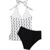 image:imageSUUKSESS Women Sexy Halter Tankini Bathing Suits Slimming Tummy Control High Waisted Swimsuits 2 Piece06 White Black Polka Dot