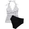 image:imageSUUKSESS Women Sexy Halter Tankini Bathing Suits Slimming Tummy Control High Waisted Swimsuits 2 Piece06 White Black Polka Dot