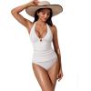 image:imageSUUKSESS Women Sexy Halter Tummy Control Tankini High Waisted Backless Swim SuitGold White