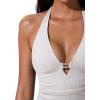 image:imageSUUKSESS Women Sexy Halter Tummy Control Tankini High Waisted Backless Swim SuitGold White