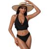 image:imageSUUKSESS Women Sexy Two Piece Bikini Set Halter Cowl Neck Bathing Suit201 Black