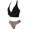 image:imageSUUKSESS Women Sexy Two Piece Bikini Set Halter Cowl Neck Bathing Suit201 BlackLeopard