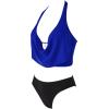 image:imageSUUKSESS Women Sexy Two Piece Bikini Set Halter Cowl Neck Bathing Suit201 Dark BlueBlack